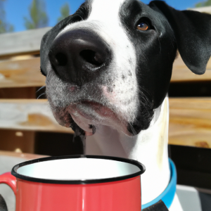 En hund som dricker kaffe