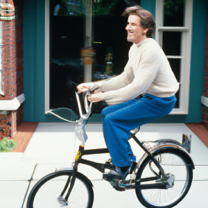 Jim Carrey on a bicycle