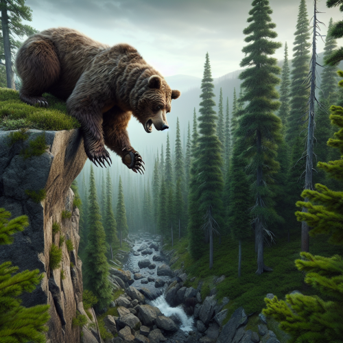 A real bear falling down a cliff
